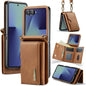 DG.MING M6 Series RFID Tri-fold Card Bag Removable Leather Phone Case with Long Lanyard, For Galaxy Z Flip8 5G, For Samsung Galaxy Z Flip7 FE / Flip6, For Samsung Galaxy Z Flip7 5G