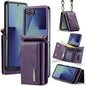 DG.MING M6 Series RFID Tri-fold Card Bag Removable Leather Phone Case with Long Lanyard, For Galaxy Z Flip8 5G, For Samsung Galaxy Z Flip7 FE / Flip6, For Samsung Galaxy Z Flip7 5G