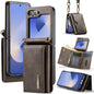 DG.MING M6 Series RFID Tri-fold Card Bag Removable Leather Phone Case with Long Lanyard, For Galaxy Z Flip8 5G, For Samsung Galaxy Z Flip7 FE / Flip6, For Samsung Galaxy Z Flip7 5G