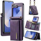 DG.MING M6 Series RFID Tri-fold Card Bag Removable Leather Phone Case with Long Lanyard, For Galaxy Z Flip8 5G, For Samsung Galaxy Z Flip7 FE / Flip6, For Samsung Galaxy Z Flip7 5G