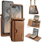 DG.MING M6 Series RFID Tri-fold Card Bag Removable Leather Phone Case with Long Lanyard, For Galaxy Z Flip8 5G, For Samsung Galaxy Z Flip7 FE / Flip6, For Samsung Galaxy Z Flip7 5G