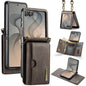 DG.MING M6 Series RFID Tri-fold Card Bag Removable Leather Phone Case with Long Lanyard, For Galaxy Z Flip8 5G, For Samsung Galaxy Z Flip7 FE / Flip6, For Samsung Galaxy Z Flip7 5G