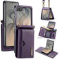 DG.MING M6 Series RFID Tri-fold Card Bag Removable Leather Phone Case with Long Lanyard, For Galaxy Z Flip8 5G, For Samsung Galaxy Z Flip7 FE / Flip6, For Samsung Galaxy Z Flip7 5G