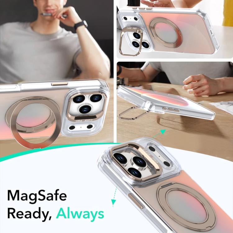 Gradient Discolor Rotating Holder Lens Kickstand Magsafe Phone Case