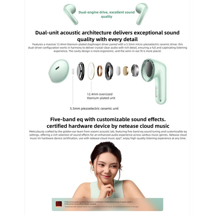 Original Xiaomi REDMI Buds 7S Semi-in-Ear Active Noise Cancelling Bluetooth Earphone