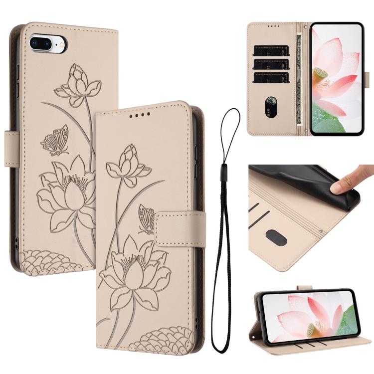 Lotus Embossed Leather Phone Case with Lanyard