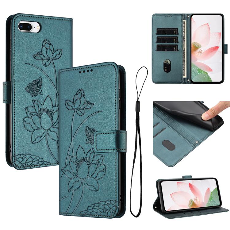 Lotus Embossed Leather Phone Case with Lanyard