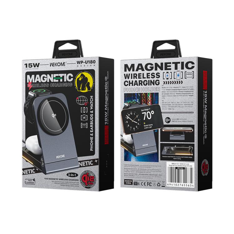 WK WP-U180 Tonayn Qi2 15W 3 in 1 Magnetic Wireless Charger