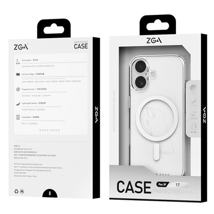 ZGA Magsafe Metal Buttons Clear PC Hybrid TPU Phone Case