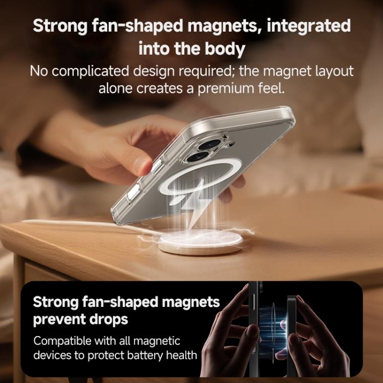 ZGA Magsafe Metal AI Buttons Clear PC Hybrid TPU Phone Case