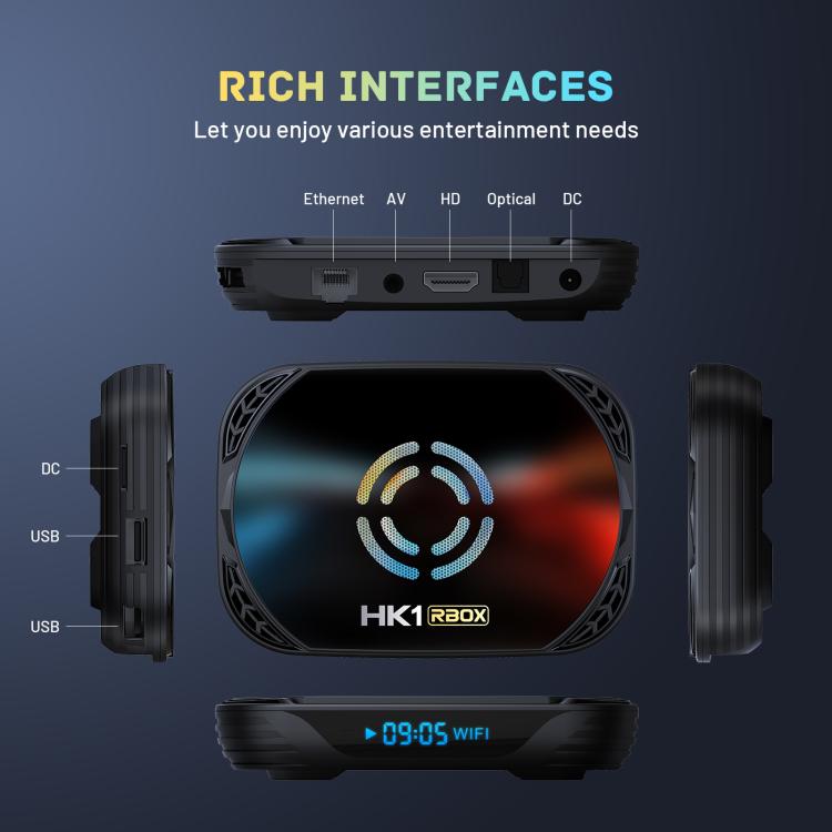 HK1 RBOX X50 Android 14 Smart TV Box with Remote Control, Amlogic S905A Quad-Core