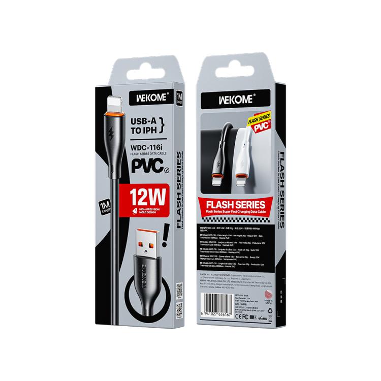 WK WDC-116i 12W USB to 8 Pin Fast Charging Data Cable, Length: 1m