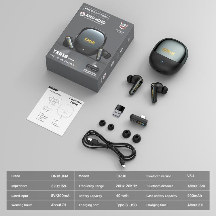 ONIKUMA TX610 Dual Mode 2.4G Receiver and Wireless Bluetooth Earphone