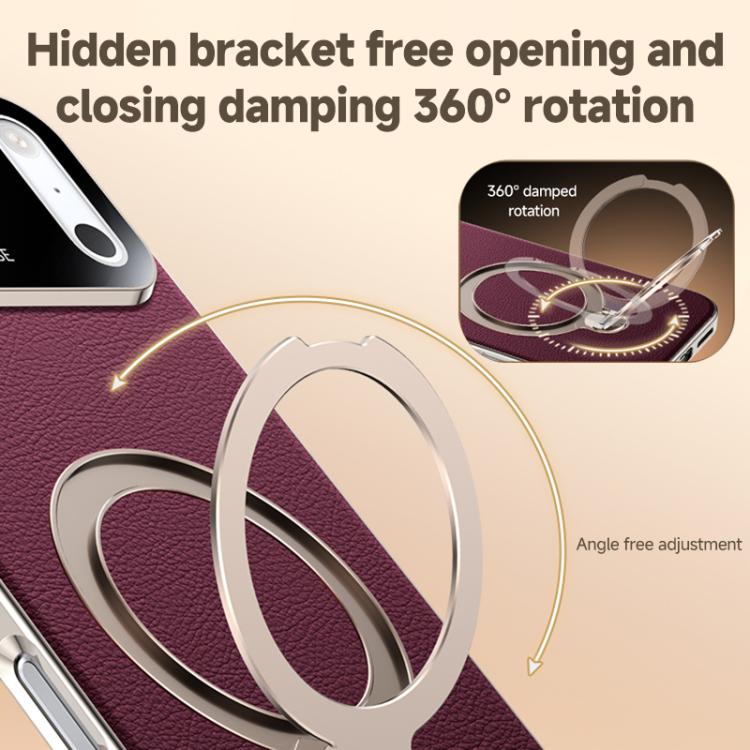 Skin Feel Leather Texture Cooling MagSafe Phone Case with 360 Degrees Rotating Holder