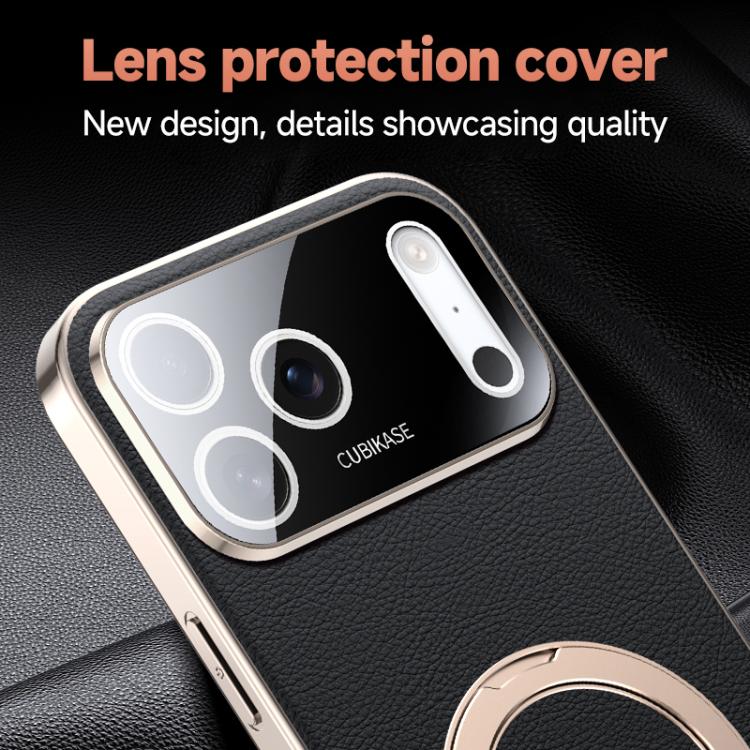 Skin Feel Leather Texture Cooling MagSafe Phone Case with 360 Degrees Rotating Holder