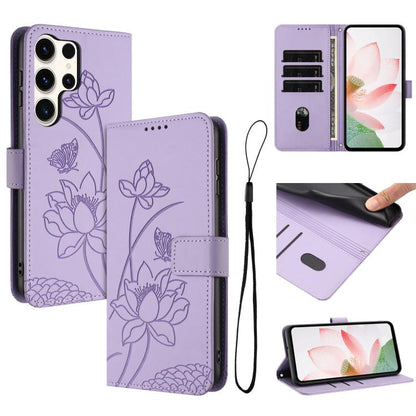 Lotus Embossed Leather Phone Case with Lanyard, For Samsung Galaxy S25 Ultra 5G, For Samsung Galaxy S24 FE 5G, For Samsung Galaxy S24 Ultra 5G, For Samsung Galaxy S23 FE 5G, For Samsung Galaxy S23 Ultra 5G, For Samsung Galaxy S23+ 5G                   ...