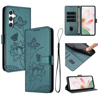 Lotus Embossed Leather Phone Case with Lanyard, For Galaxy S26 FE 5G, For Samsung Galaxy S26+ 5G, For Samsung Galaxy S26 Ultra 5G, For Samsung Galaxy S26 5G, For Samsung Galaxy S25 FE 5G, For Samsung Galaxy S25 Edge 5G, For Samsung Galaxy S25 / S24 5G ...