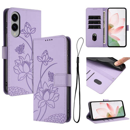 Lotus Embossed Leather Phone Case with Lanyard, For Galaxy S26 FE 5G, For Samsung Galaxy S26+ 5G, For Samsung Galaxy S26 Ultra 5G, For Samsung Galaxy S26 5G, For Samsung Galaxy S25 FE 5G, For Samsung Galaxy S25 Edge 5G, For Samsung Galaxy S25 / S24 5G ...