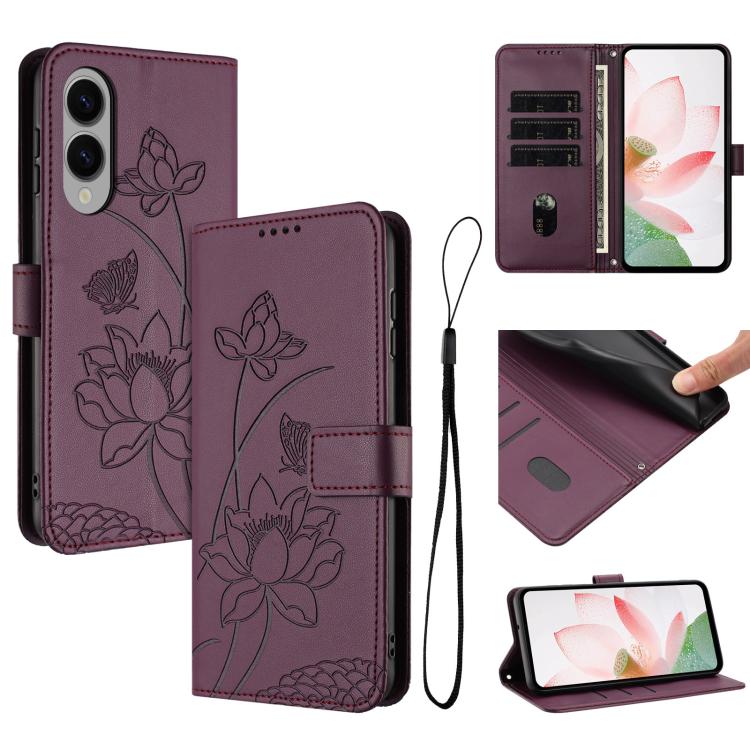 Lotus Embossed Leather Phone Case with Lanyard, For Galaxy S26 FE 5G, For Samsung Galaxy S26+ 5G, For Samsung Galaxy S26 Ultra 5G, For Samsung Galaxy S26 5G, For Samsung Galaxy S25 FE 5G, For Samsung Galaxy S25 Edge 5G, For Samsung Galaxy S25 / S24 5G ...