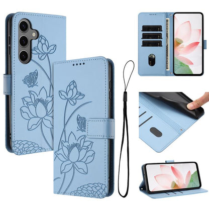 Lotus Embossed Leather Phone Case with Lanyard, For Galaxy S26 FE 5G, For Samsung Galaxy S26+ 5G, For Samsung Galaxy S26 Ultra 5G, For Samsung Galaxy S26 5G, For Samsung Galaxy S25 FE 5G, For Samsung Galaxy S25 Edge 5G, For Samsung Galaxy S25 / S24 5G ...