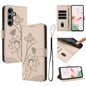 Lotus Embossed Leather Phone Case with Lanyard, For Galaxy S26 FE 5G, For Samsung Galaxy S26+ 5G, For Samsung Galaxy S26 Ultra 5G, For Samsung Galaxy S26 5G, For Samsung Galaxy S25 FE 5G, For Samsung Galaxy S25 Edge 5G, For Samsung Galaxy S25 / S24 5G ...