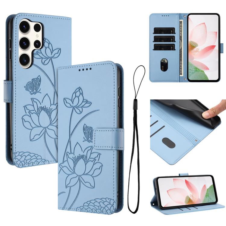 Lotus Embossed Leather Phone Case with Lanyard, For Samsung Galaxy S25 Ultra 5G, For Samsung Galaxy S24 FE 5G, For Samsung Galaxy S24 Ultra 5G, For Samsung Galaxy S23 FE 5G, For Samsung Galaxy S23 Ultra 5G, For Samsung Galaxy S23+ 5G                   ...