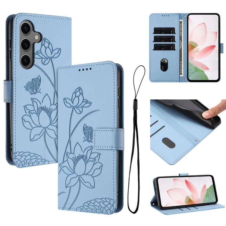 Lotus Embossed Leather Phone Case with Lanyard, For Galaxy S26 FE 5G, For Samsung Galaxy S26+ 5G, For Samsung Galaxy S26 Ultra 5G, For Samsung Galaxy S26 5G, For Samsung Galaxy S25 FE 5G, For Samsung Galaxy S25 Edge 5G, For Samsung Galaxy S25 / S24 5G ...