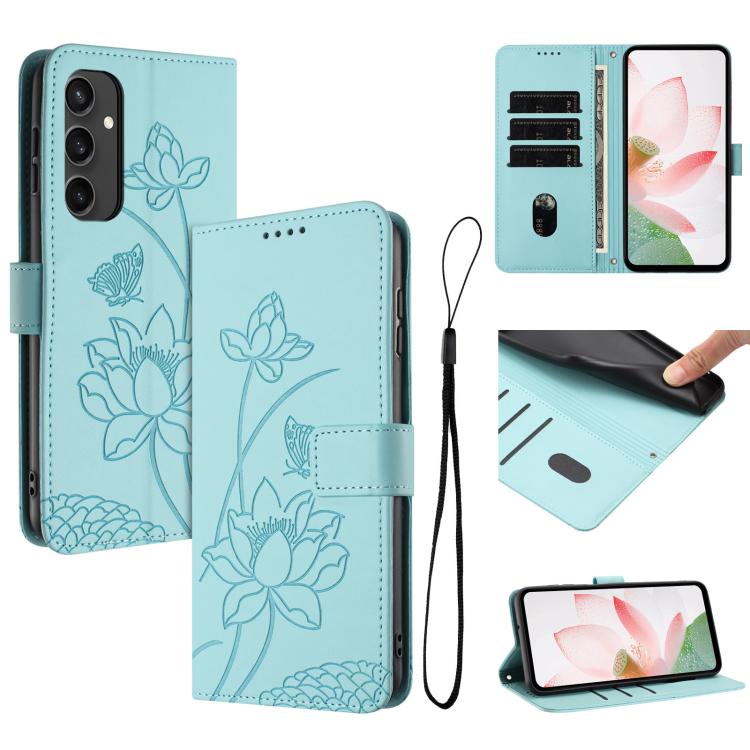 Lotus Embossed Leather Phone Case with Lanyard, For Samsung Galaxy S25 Ultra 5G, For Samsung Galaxy S24 FE 5G, For Samsung Galaxy S24 Ultra 5G, For Samsung Galaxy S23 FE 5G, For Samsung Galaxy S23 Ultra 5G, For Samsung Galaxy S23+ 5G                   ...