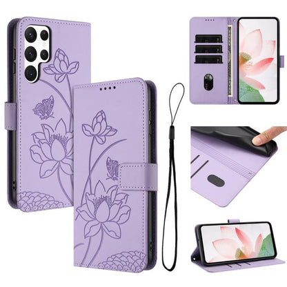 Lotus Embossed Leather Phone Case with Lanyard, For Samsung Galaxy S25 Ultra 5G, For Samsung Galaxy S24 FE 5G, For Samsung Galaxy S24 Ultra 5G, For Samsung Galaxy S23 FE 5G, For Samsung Galaxy S23 Ultra 5G, For Samsung Galaxy S23+ 5G                   ...