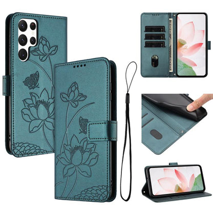 Lotus Embossed Leather Phone Case with Lanyard, For Samsung Galaxy S25 Ultra 5G, For Samsung Galaxy S24 FE 5G, For Samsung Galaxy S24 Ultra 5G, For Samsung Galaxy S23 FE 5G, For Samsung Galaxy S23 Ultra 5G, For Samsung Galaxy S23+ 5G                   ...