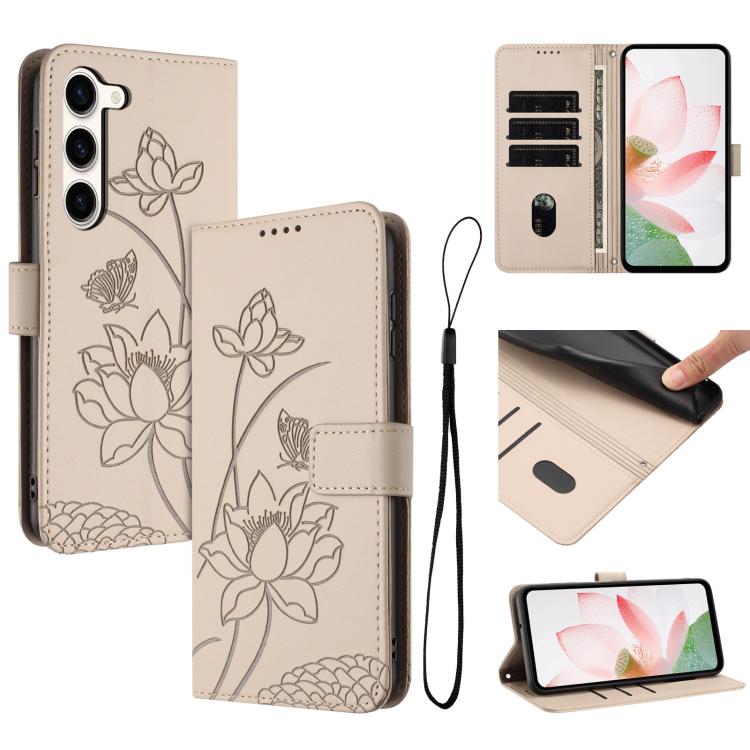 Lotus Embossed Leather Phone Case with Lanyard, For Samsung Galaxy S25 Ultra 5G, For Samsung Galaxy S24 FE 5G, For Samsung Galaxy S24 Ultra 5G, For Samsung Galaxy S23 FE 5G, For Samsung Galaxy S23 Ultra 5G, For Samsung Galaxy S23+ 5G                   ...
