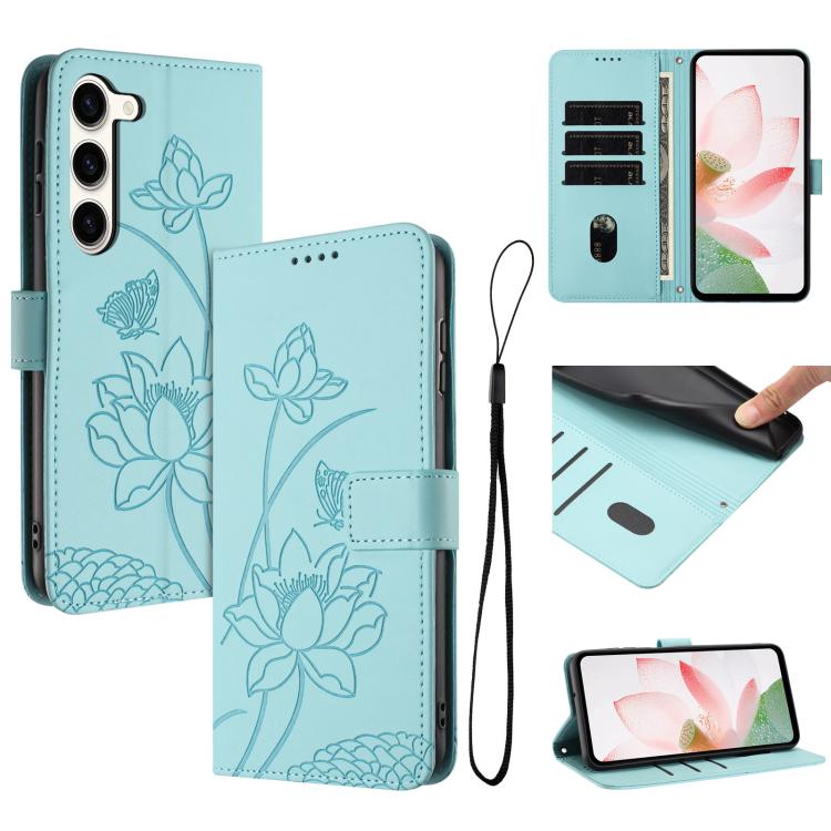 Lotus Embossed Leather Phone Case with Lanyard, For Samsung Galaxy S25 Ultra 5G, For Samsung Galaxy S24 FE 5G, For Samsung Galaxy S24 Ultra 5G, For Samsung Galaxy S23 FE 5G, For Samsung Galaxy S23 Ultra 5G, For Samsung Galaxy S23+ 5G                   ...
