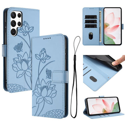 Lotus Embossed Leather Phone Case with Lanyard, For Samsung Galaxy S22 Ultra 5G, For Samsung Galaxy S22+ 5G, For Samsung Galaxy S22 5G, For Samsung Galaxy S21 FE 5G, For Samsung Galaxy S21 5G, For Samsung Galaxy S21+ 5G, For Samsung Galaxy S21 Ultra 5G