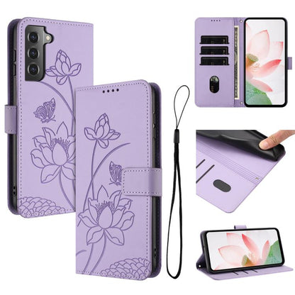 Lotus Embossed Leather Phone Case with Lanyard, For Samsung Galaxy S22 Ultra 5G, For Samsung Galaxy S22+ 5G, For Samsung Galaxy S22 5G, For Samsung Galaxy S21 FE 5G, For Samsung Galaxy S21 5G, For Samsung Galaxy S21+ 5G, For Samsung Galaxy S21 Ultra 5G