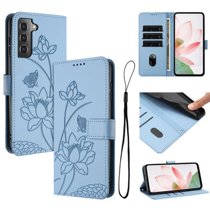 Lotus Embossed Leather Phone Case with Lanyard, For Samsung Galaxy S22 Ultra 5G, For Samsung Galaxy S22+ 5G, For Samsung Galaxy S22 5G, For Samsung Galaxy S21 FE 5G, For Samsung Galaxy S21 5G, For Samsung Galaxy S21+ 5G, For Samsung Galaxy S21 Ultra 5G