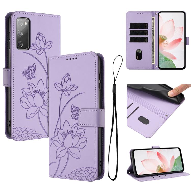 Lotus Embossed Leather Phone Case with Lanyard, For Samsung Galaxy S25 Ultra 5G, For Samsung Galaxy S24 FE 5G, For Samsung Galaxy S24 Ultra 5G, For Samsung Galaxy S23 FE 5G, For Samsung Galaxy S23 Ultra 5G, For Samsung Galaxy S23+ 5G                   ...
