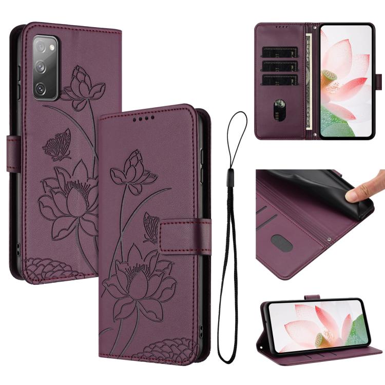Lotus Embossed Leather Phone Case with Lanyard, For Samsung Galaxy S25 Ultra 5G, For Samsung Galaxy S24 FE 5G, For Samsung Galaxy S24 Ultra 5G, For Samsung Galaxy S23 FE 5G, For Samsung Galaxy S23 Ultra 5G, For Samsung Galaxy S23+ 5G                   ...
