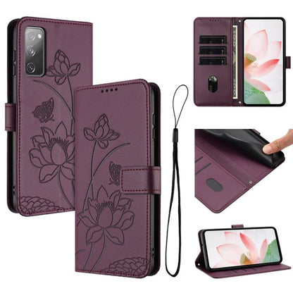 Lotus Embossed Leather Phone Case with Lanyard, For Samsung Galaxy S25 Ultra 5G, For Samsung Galaxy S24 FE 5G, For Samsung Galaxy S24 Ultra 5G, For Samsung Galaxy S23 FE 5G, For Samsung Galaxy S23 Ultra 5G, For Samsung Galaxy S23+ 5G                   ...