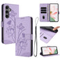 Lotus Embossed Leather Phone Case with Lanyard, For Galaxy S26 FE 5G, For Samsung Galaxy S26+ 5G, For Samsung Galaxy S26 Ultra 5G, For Samsung Galaxy S26 5G, For Samsung Galaxy S25 FE 5G, For Samsung Galaxy S25 Edge 5G, For Samsung Galaxy S25 / S24 5G ...