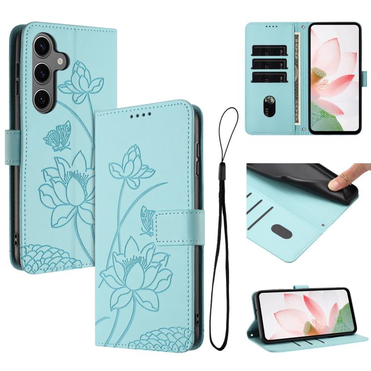 Lotus Embossed Leather Phone Case with Lanyard, For Galaxy S26 FE 5G, For Samsung Galaxy S26+ 5G, For Samsung Galaxy S26 Ultra 5G, For Samsung Galaxy S26 5G, For Samsung Galaxy S25 FE 5G, For Samsung Galaxy S25 Edge 5G, For Samsung Galaxy S25 / S24 5G ...