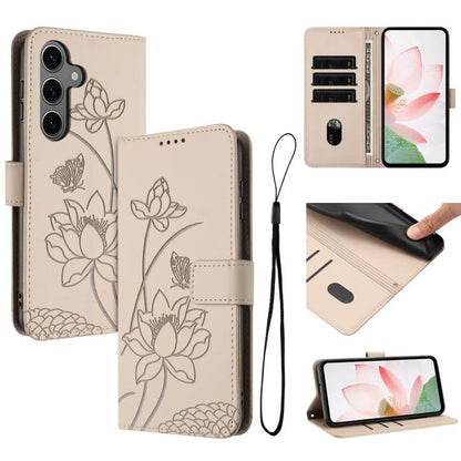 Lotus Embossed Leather Phone Case with Lanyard, For Galaxy S26 FE 5G, For Samsung Galaxy S26+ 5G, For Samsung Galaxy S26 Ultra 5G, For Samsung Galaxy S26 5G, For Samsung Galaxy S25 FE 5G, For Samsung Galaxy S25 Edge 5G, For Samsung Galaxy S25 / S24 5G ...