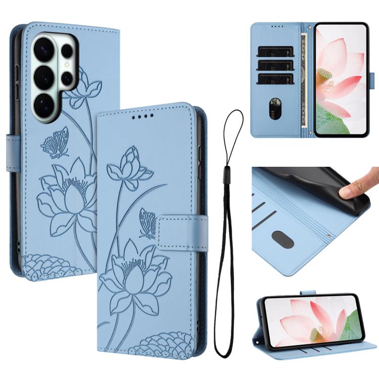 Lotus Embossed Leather Phone Case with Lanyard, For Galaxy S26 FE 5G, For Samsung Galaxy S26+ 5G, For Samsung Galaxy S26 Ultra 5G, For Samsung Galaxy S26 5G, For Samsung Galaxy S25 FE 5G, For Samsung Galaxy S25 Edge 5G, For Samsung Galaxy S25 / S24 5G ...