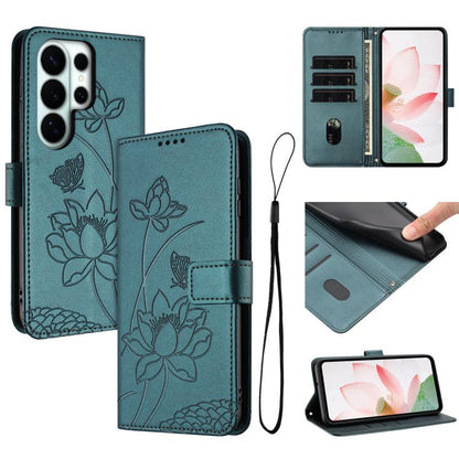 Lotus Embossed Leather Phone Case with Lanyard, For Galaxy S26 FE 5G, For Samsung Galaxy S26+ 5G, For Samsung Galaxy S26 Ultra 5G, For Samsung Galaxy S26 5G, For Samsung Galaxy S25 FE 5G, For Samsung Galaxy S25 Edge 5G, For Samsung Galaxy S25 / S24 5G ...