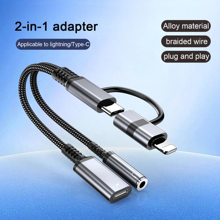 4 in 1 USB-C / Type-C, 8 Pin to USB-C / Type-C, 3.5mm Audio Cable Adapter