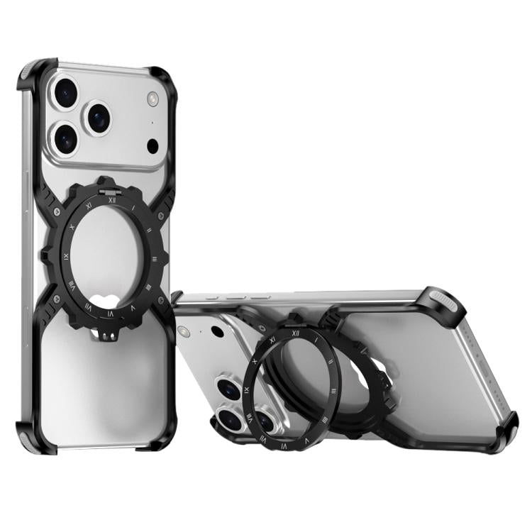 Mechanical Gear MagSafe Holder Borderless Metal Phone Case