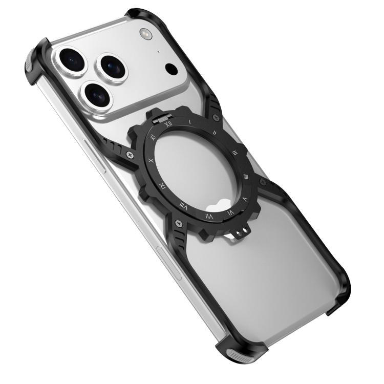 Mechanical Gear MagSafe Holder Borderless Metal Phone Case