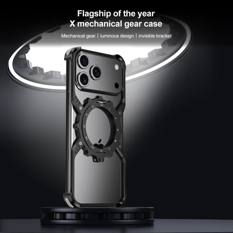 Mechanical Gear MagSafe Holder Borderless Metal Phone Case