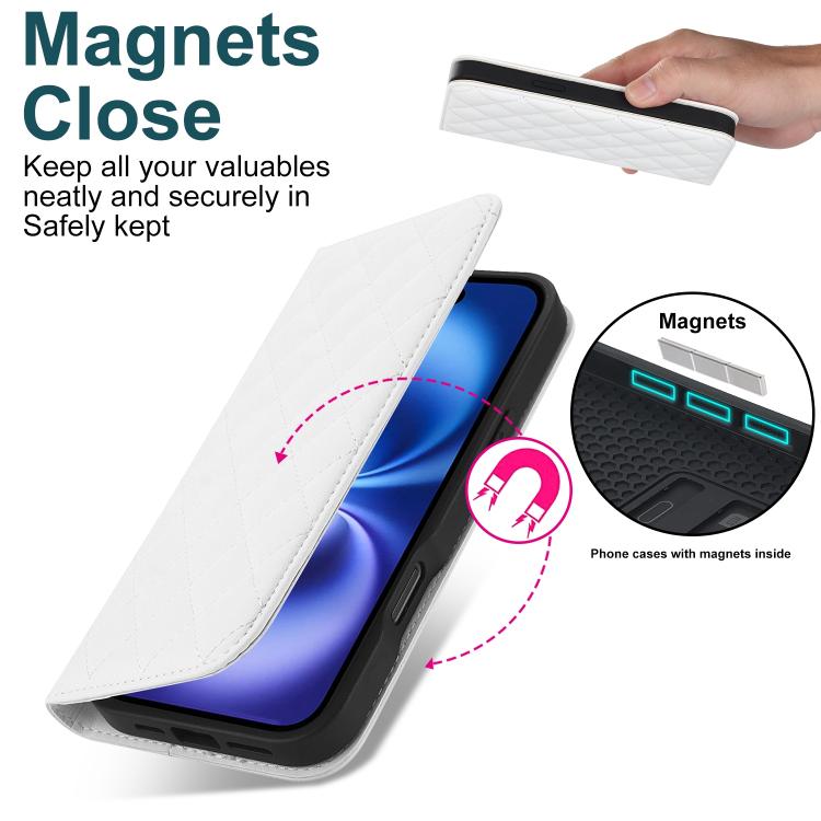 Rhombic MagSafe RFID Anti-Theft Wallet Leather Phone Case