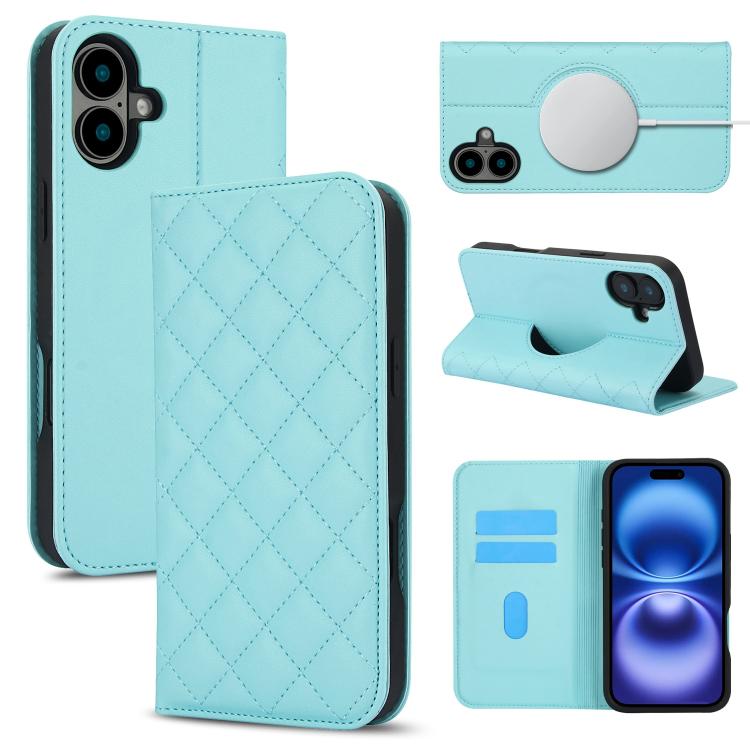 Rhombic MagSafe RFID Anti-Theft Wallet Leather Phone Case