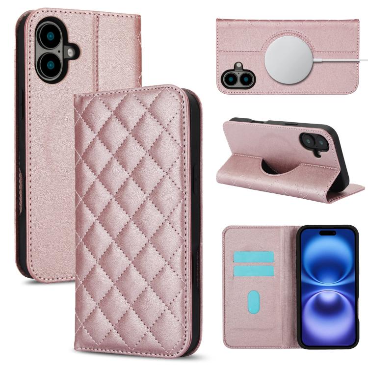 Rhombic MagSafe RFID Anti-Theft Wallet Leather Phone Case